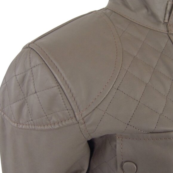 Belstaff Glamorous Combat Green Leather Cat Jacket 42 Made In Italy - Picture 6 of 12